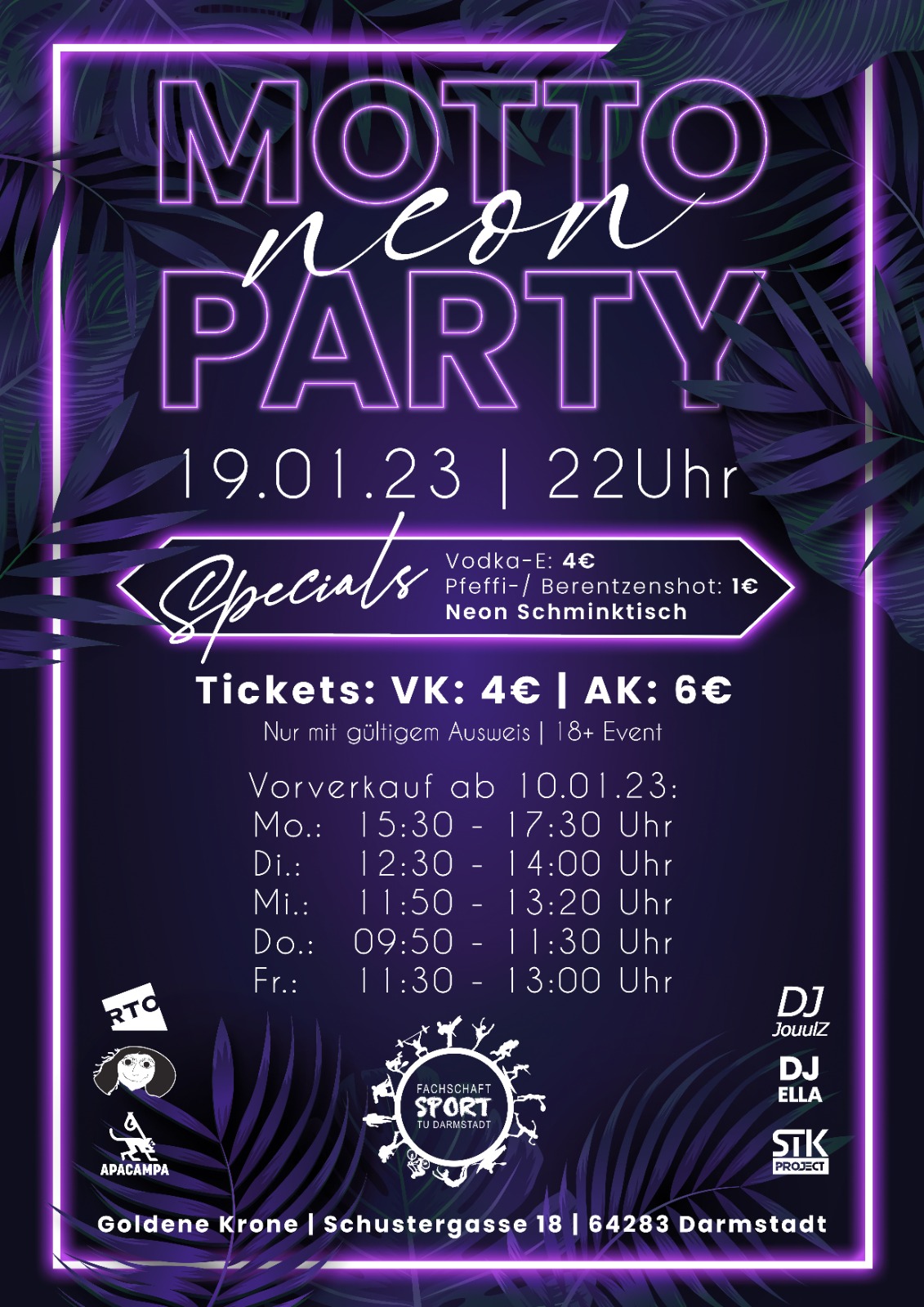 Sportler:innen Neon-Party